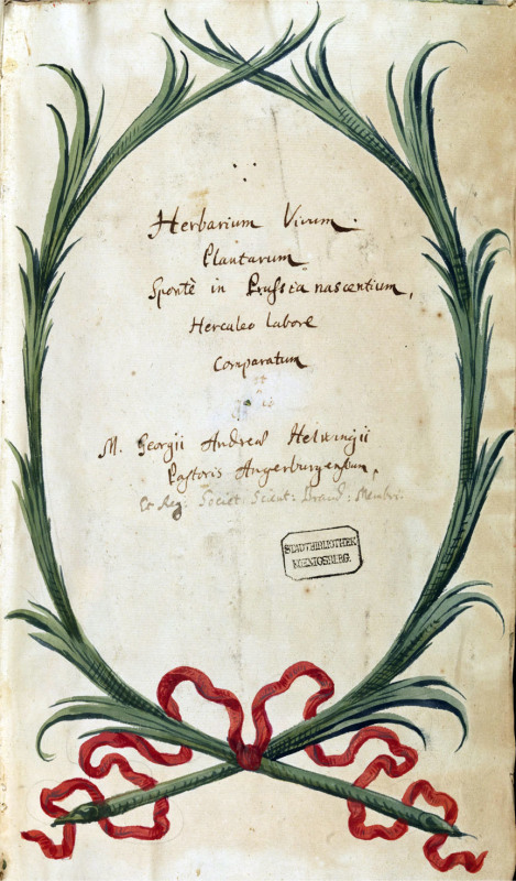 Karta tytułowa pierwszego tomu Zielnika Helwinga ze zbiorów Biblioteki Narodowej.