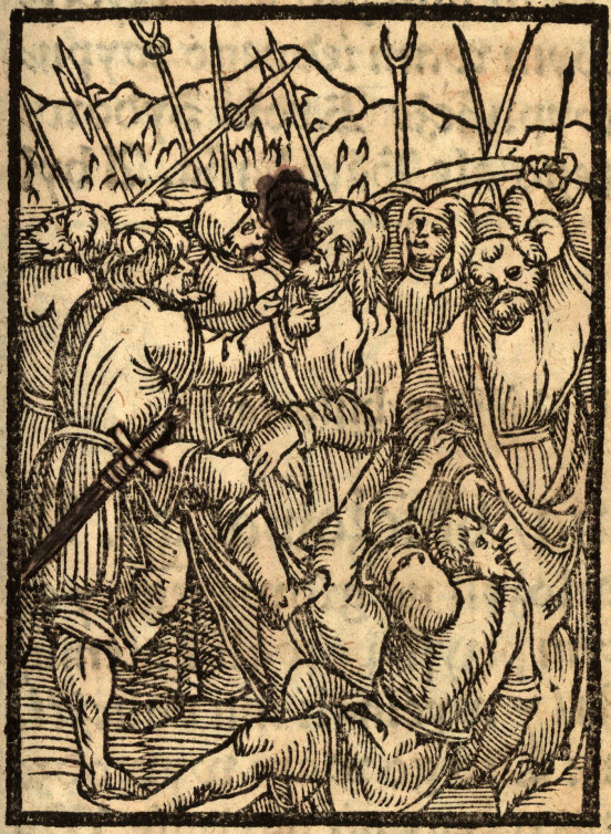 Pojmanie Jezusa, rycina z Biblii Leopolity (W Krakowie : w drukarni Mikołaia Szarffenberga, 1575).