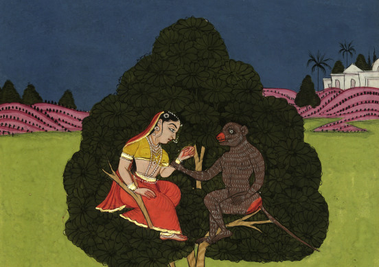 Na rozkaz króla małp małpi żołnierz wdrapuje się na drzewo, by ściągnąć z niego córkę handlarza.