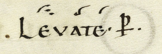 Notacja nad glosą „Levate p[er]”, p. 133.