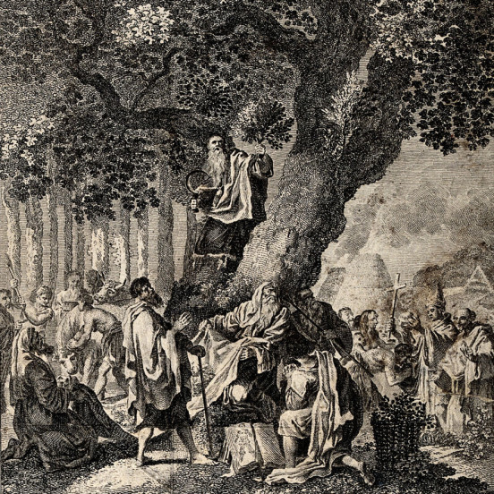 The druids; or the conversion of the Britons to Christianity, rycina Anthony'ego Walkera na podstawie wzoru Francisa Haymana, 1758 rok (ze zbiorów Wellcome Library).