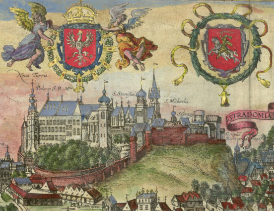 Wawel, herby Korony i Litwy.